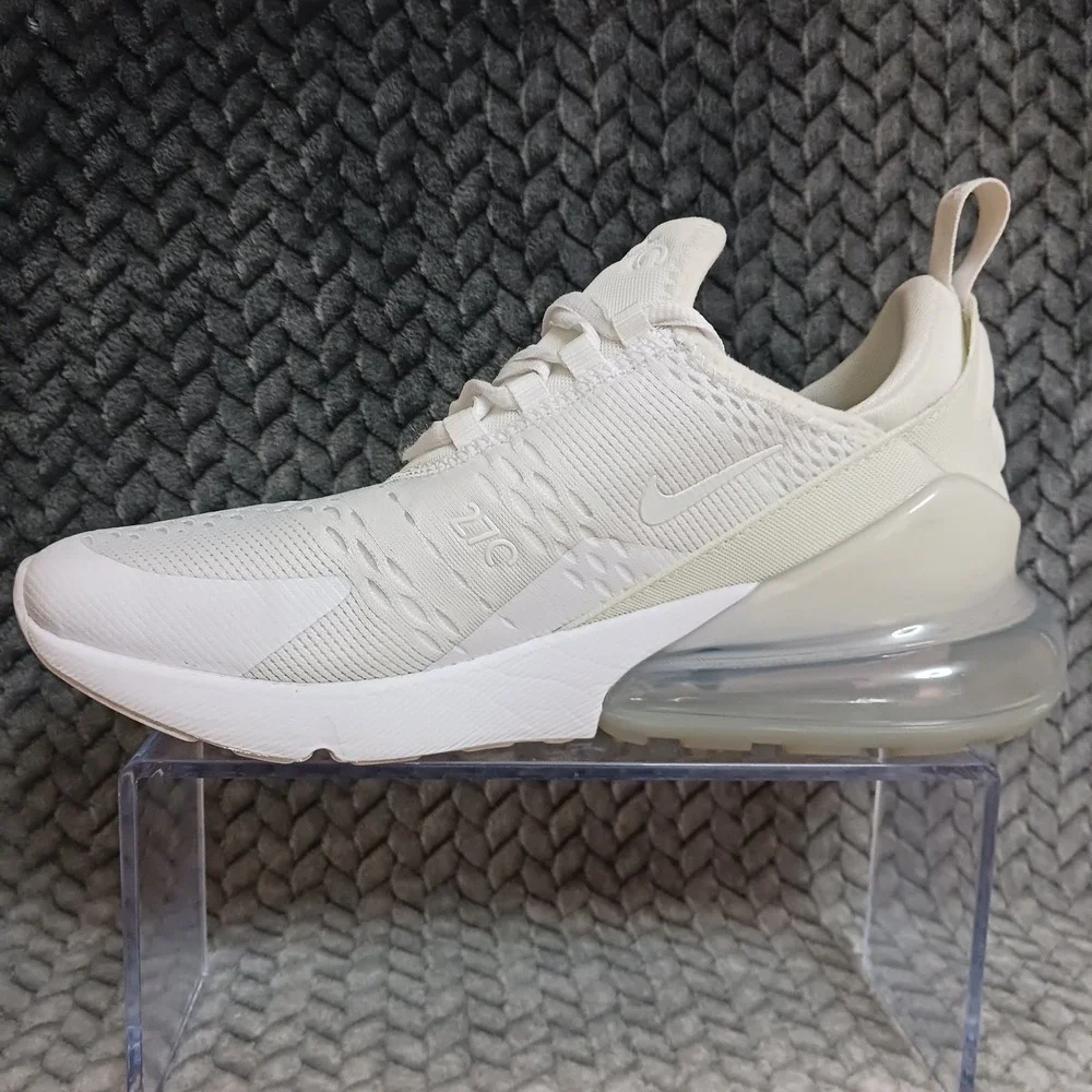 Nike Air Max 270 White Metallic Silver GS Walking Running Shoes Sz 6.5Y Womens 8